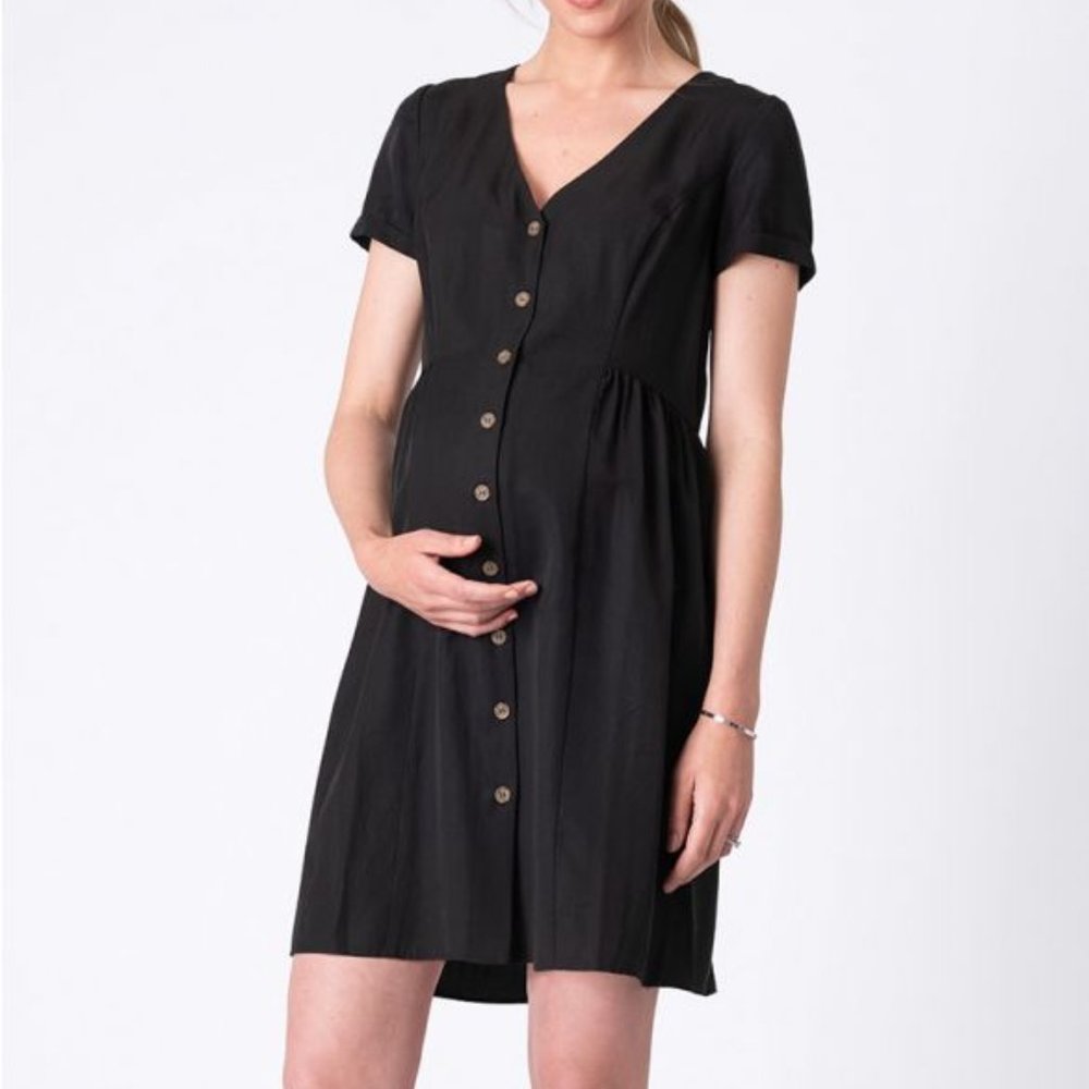 Seraphine Button Down Black Maternity Dress